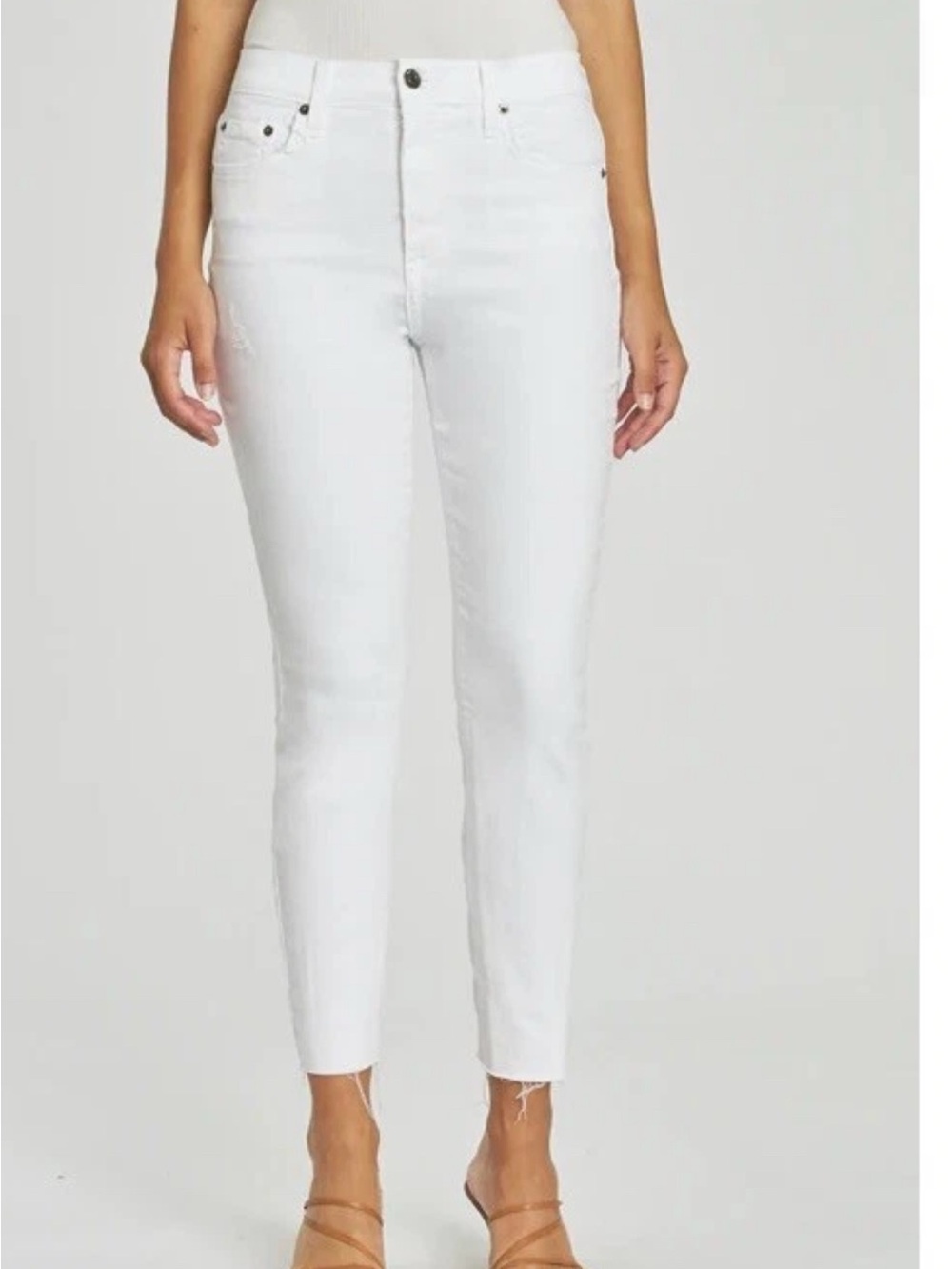Pistola White High Rise Skinny Jeans Raw Hem - Women Size 28